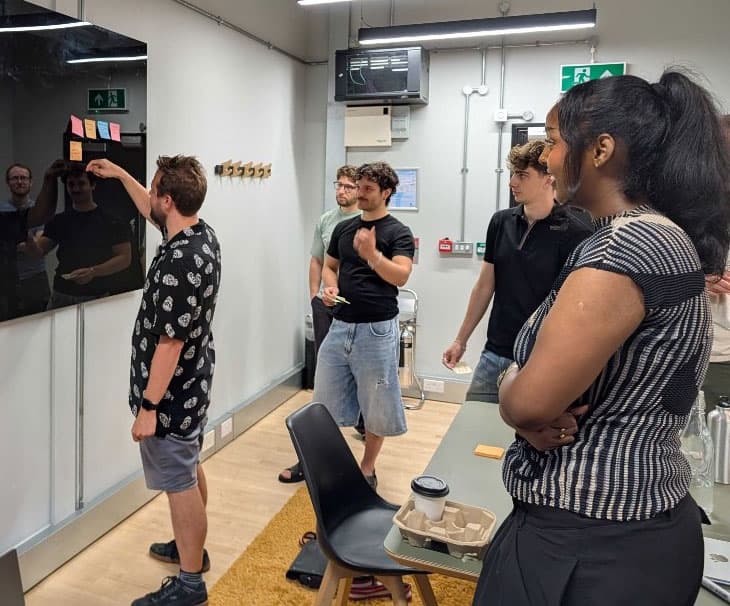 Stitch team running a sticky-note workshop